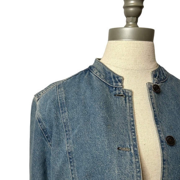J. JILL Out Of The Blue Vintage Boxy Jean Cotton Denim Button Jacket Size Small - Picture 6 of 10